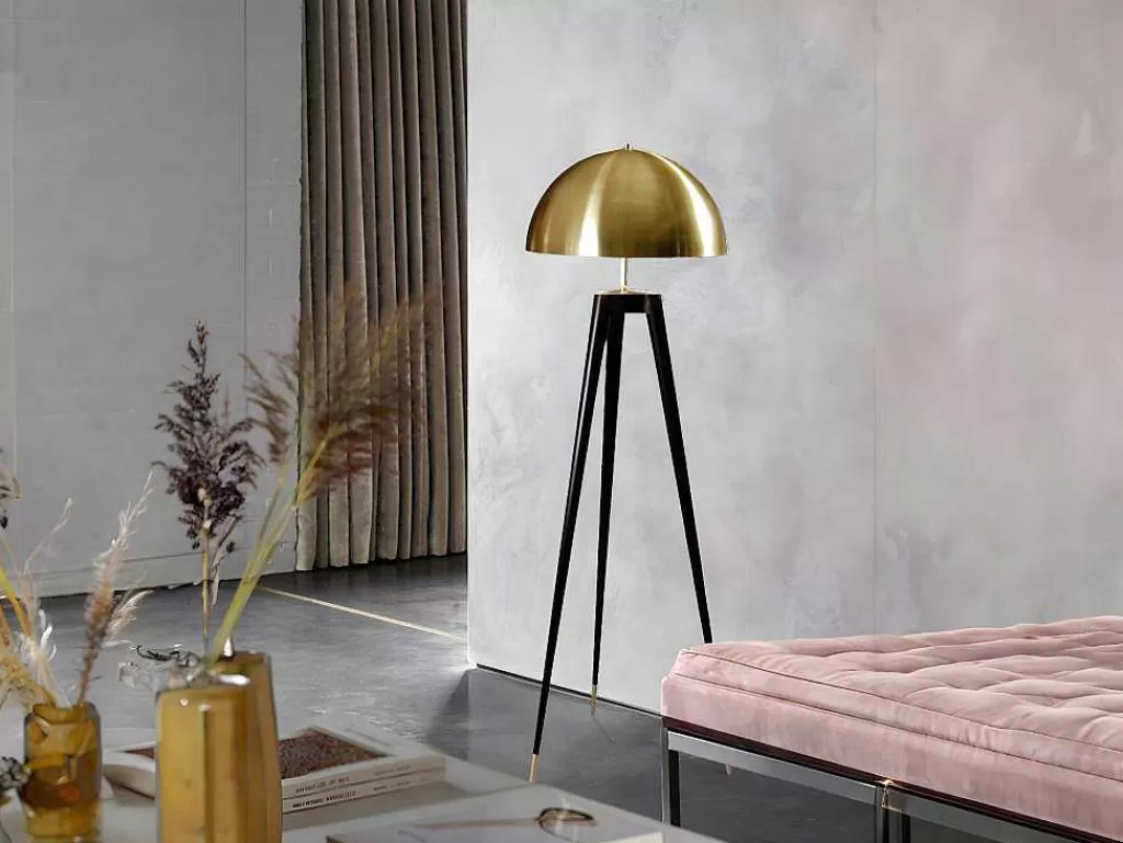 Candeeiro De Pe*OZAIA Candeeiro De Pe Tripe Metal A165 Cm Preto E Dourado - Batley