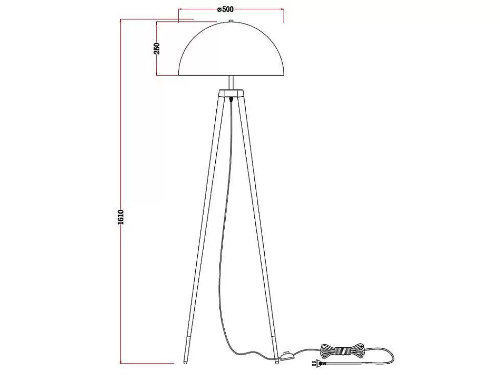 Candeeiro De Pe*OZAIA Candeeiro De Pe Tripe Metal A165 Cm Preto E Dourado - Batley