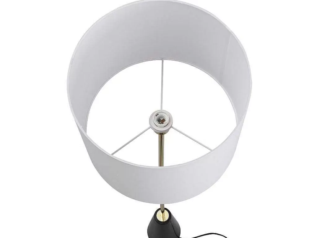 Candeeiro De Pe*OZAIA Candeeiro De Pe Vintage Com Base Em Marmore E Abajur Em Tecido Branco De D. 40 X A.160 Cm - Merple