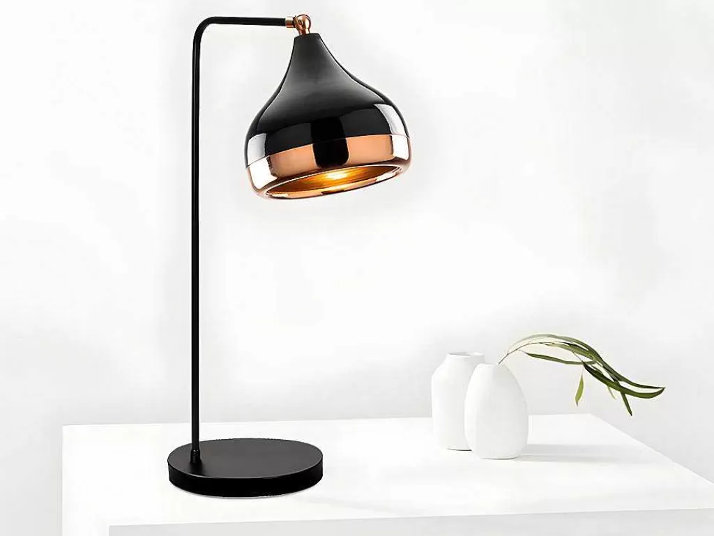 Candeeiro De Mesa*OZAIA Candeeiro De Secretária Orientavel Em Metal De D. 17 X A. 52 Cm Cor Preto E Acobreado - Yildo