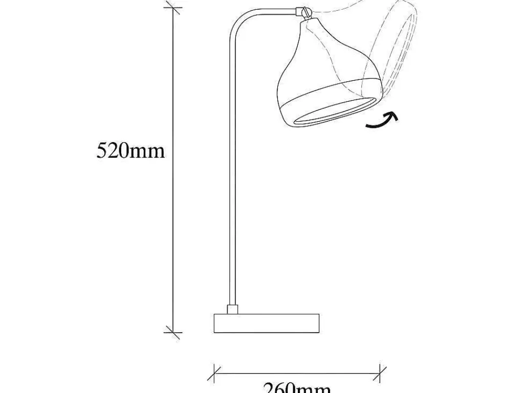 Candeeiro De Mesa*OZAIA Candeeiro De Secretária Orientavel Em Metal De D. 17 X A. 52 Cm Cor Preto E Acobreado - Yildo