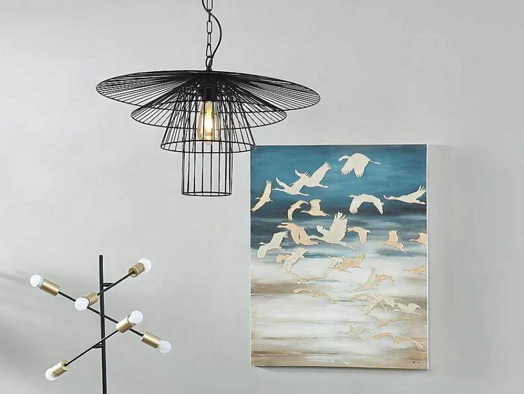 Candeeiro Suspenso*OZAIA Candeeiro De Teto Armacao Borboleta D. 59 X A. 110 Cm Em Metal Preto - Machaon