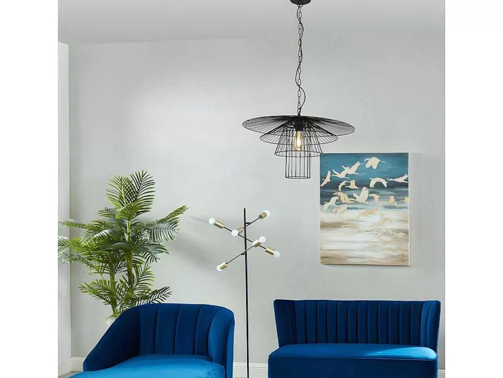 Candeeiro Suspenso*OZAIA Candeeiro De Teto Armacao Borboleta D. 59 X A. 110 Cm Em Metal Preto - Machaon