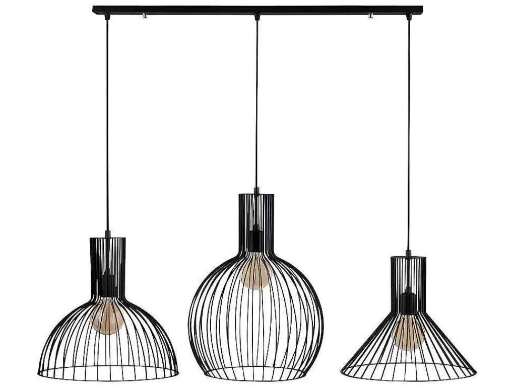 Candeeiro Suspenso*Vente-unique Candeeiro De Teto De Altura Regulavel Em Metal Com 3 Candeeiros Suspensos De C.145 X A. 70/124 Cm - Fellini