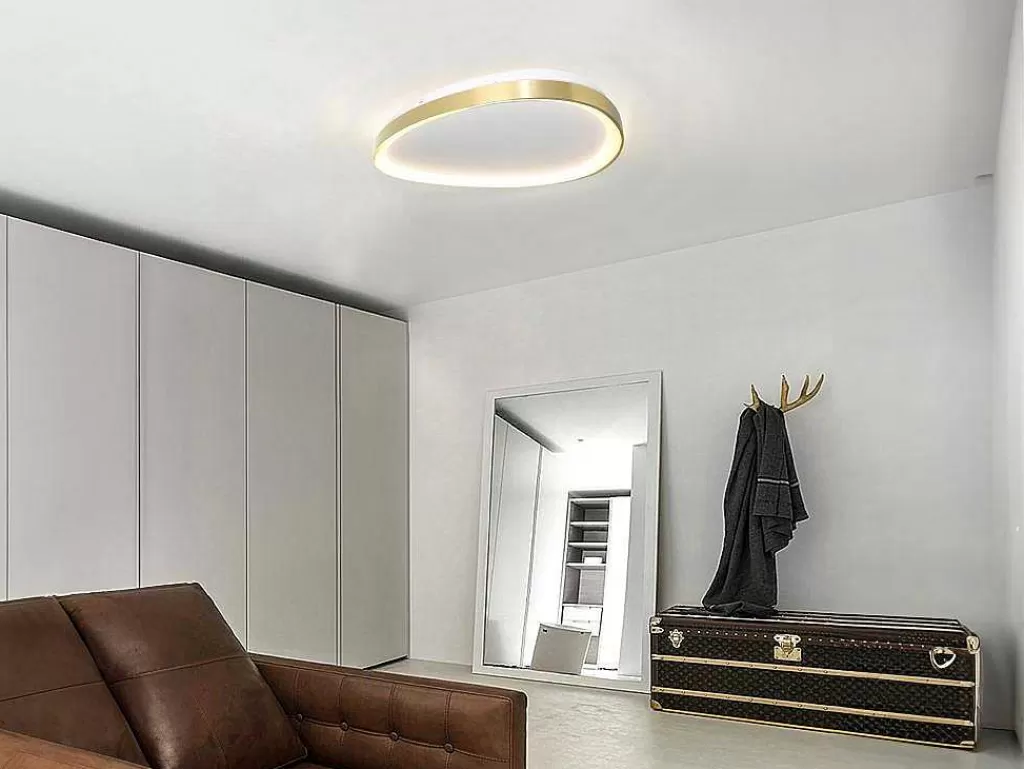 Luz De Teto*OZAIA Candeeiro De Teto Design Com Leds De Intensidade Variavel Aluminio E Metal L65 Dourado - Granby