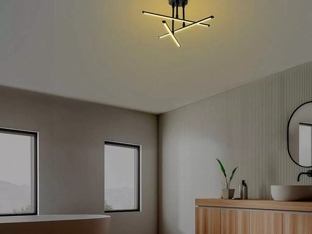 Luz De Teto*OZAIA Candeeiro De Teto Design De Leds Em Metal L. 51 X A. 26 Cm, Preto - Heras