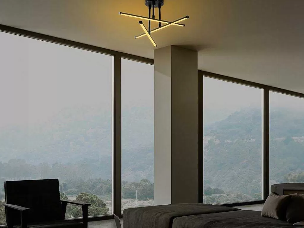 Luz De Teto*OZAIA Candeeiro De Teto Design De Leds Em Metal L. 51 X A. 26 Cm, Preto - Heras