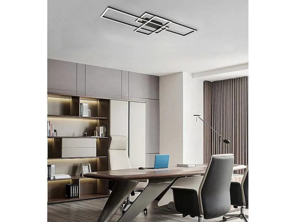 Luz De Teto*OZAIA Candeeiro De Teto Design Led Em Aluminio E Metal C104 X L42 Cm Preto - Harlow