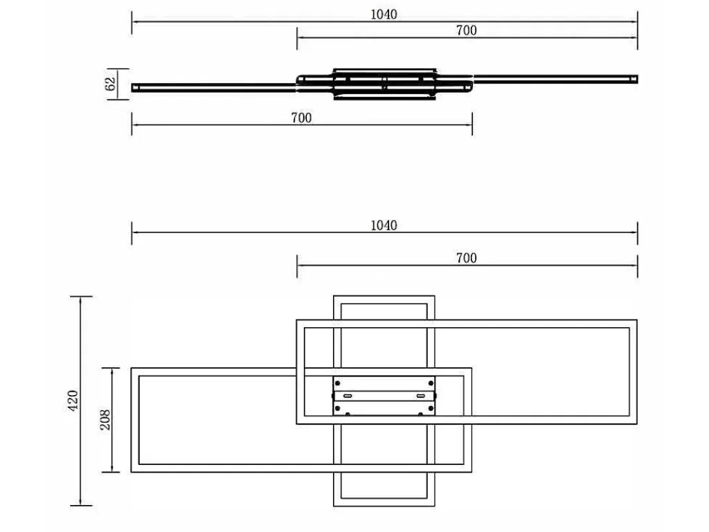 Luz De Teto*OZAIA Candeeiro De Teto Design Led Em Aluminio E Metal C104 X L42 Cm Preto - Harlow