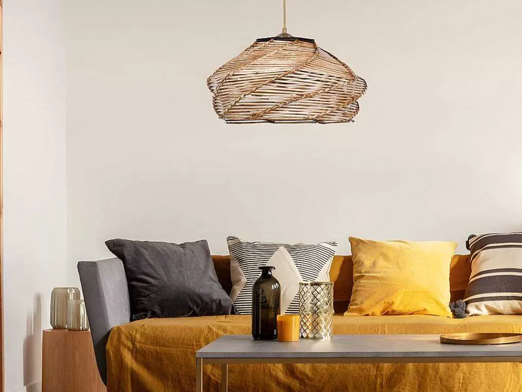 Candeeiro Suspenso*OZAIA Candeeiro De Teto Em Madeira Entrancada De D. 36 X A. 65 Cm Cor Natural - Parial