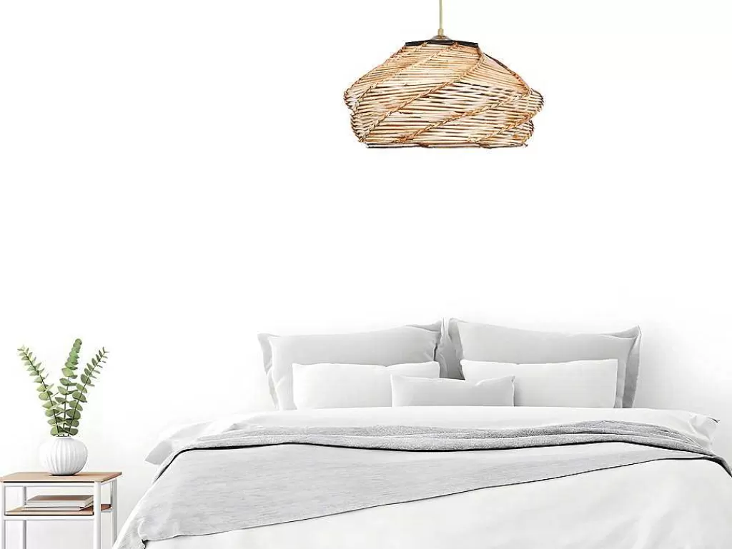 Candeeiro Suspenso*OZAIA Candeeiro De Teto Em Madeira Entrancada De D. 36 X A. 65 Cm Cor Natural - Parial