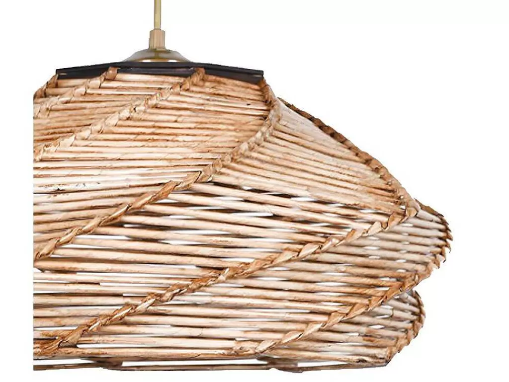 Candeeiro Suspenso*OZAIA Candeeiro De Teto Em Madeira Entrancada De D. 36 X A. 65 Cm Cor Natural - Parial