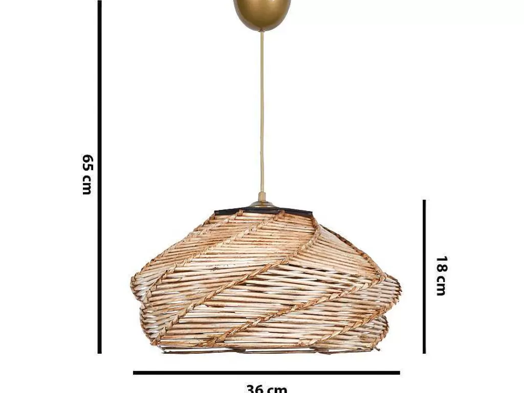 Candeeiro Suspenso*OZAIA Candeeiro De Teto Em Madeira Entrancada De D. 36 X A. 65 Cm Cor Natural - Parial