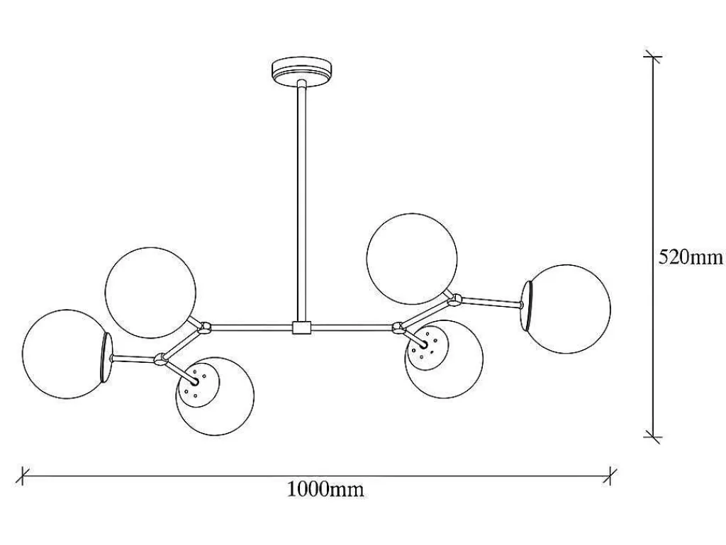 Candeeiro Suspenso*OZAIA Candeeiro De Teto Em Metal 6 Globos De C. 100 X A. 52 Cm Cor Dourado E Branco - Damar