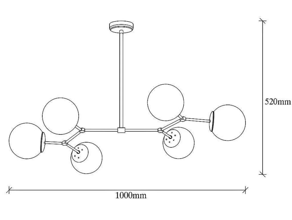 Candeeiro Suspenso*OZAIA Candeeiro De Teto Em Metal 6 Globos De C. 100 X A. 52 Cm Cor Preto E Branco - Damar
