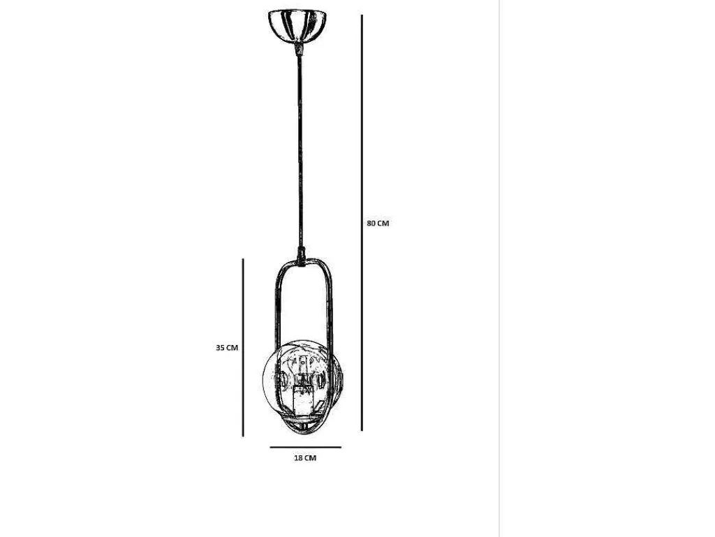 Candeeiro Suspenso*OZAIA Candeeiro De Teto Em Metal Com Globo De D. 18 X A. 70 Cm Cor Branco E Cobre - Kohann