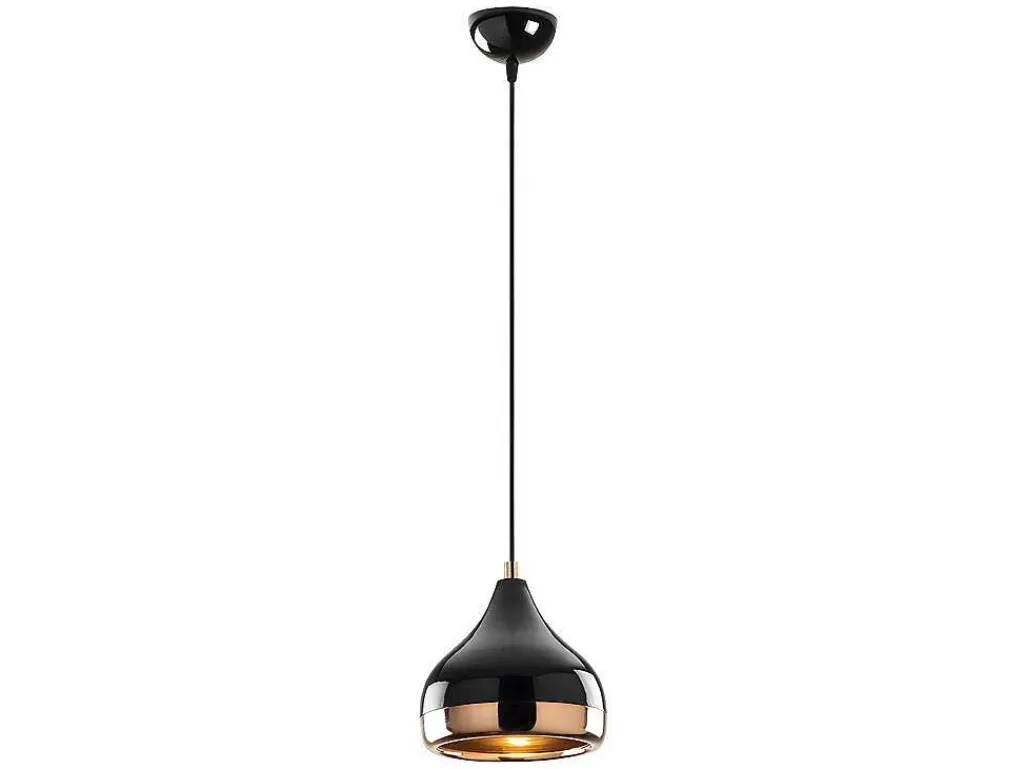 Candeeiro Suspenso*OZAIA Candeeiro De Teto Em Metal De Altura Regulavel De D. 17 X A. 25/112 Cm Cor Preto E Acobreado - Yildo