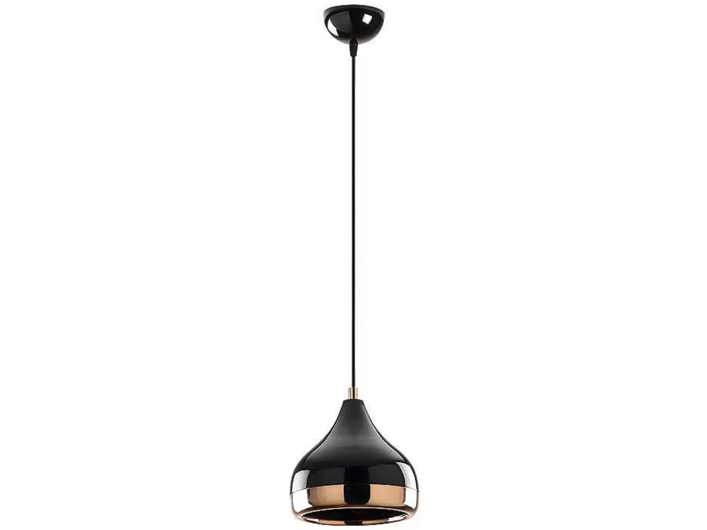 Candeeiro Suspenso*OZAIA Candeeiro De Teto Em Metal De Altura Regulavel De D. 17 X A. 25/112 Cm Cor Preto E Acobreado - Yildo