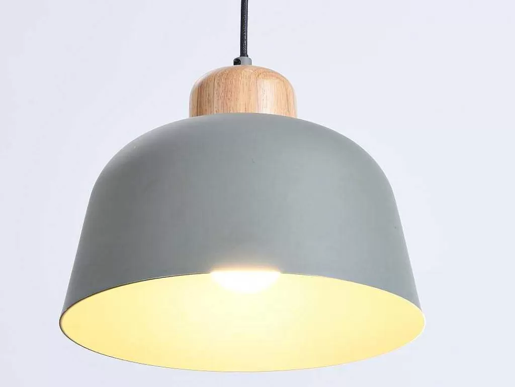 Candeeiro Suspenso*OZAIA Candeeiro De Teto Em Metal E Madeira De D.26 Cm X A.120 Cm Cor Verde - Malvina