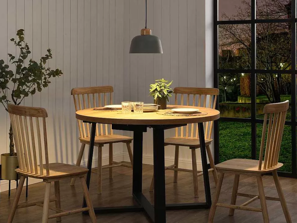 Candeeiro Suspenso*OZAIA Candeeiro De Teto Em Metal E Madeira De D.26 Cm X A.120 Cm Cor Verde - Malvina