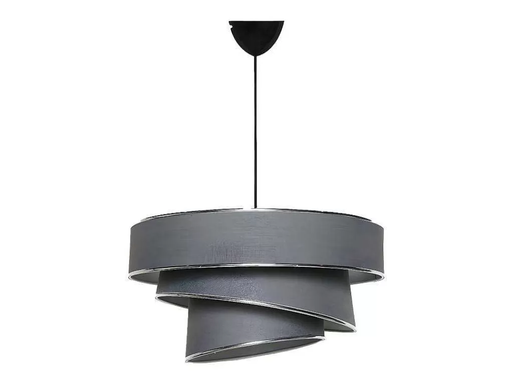 Candeeiro Suspenso*OZAIA Candeeiro De Teto Em Tecido E Metal De Altura Ajustavel D40 X A30-70 Cm Antracite E Prateado - Tairon