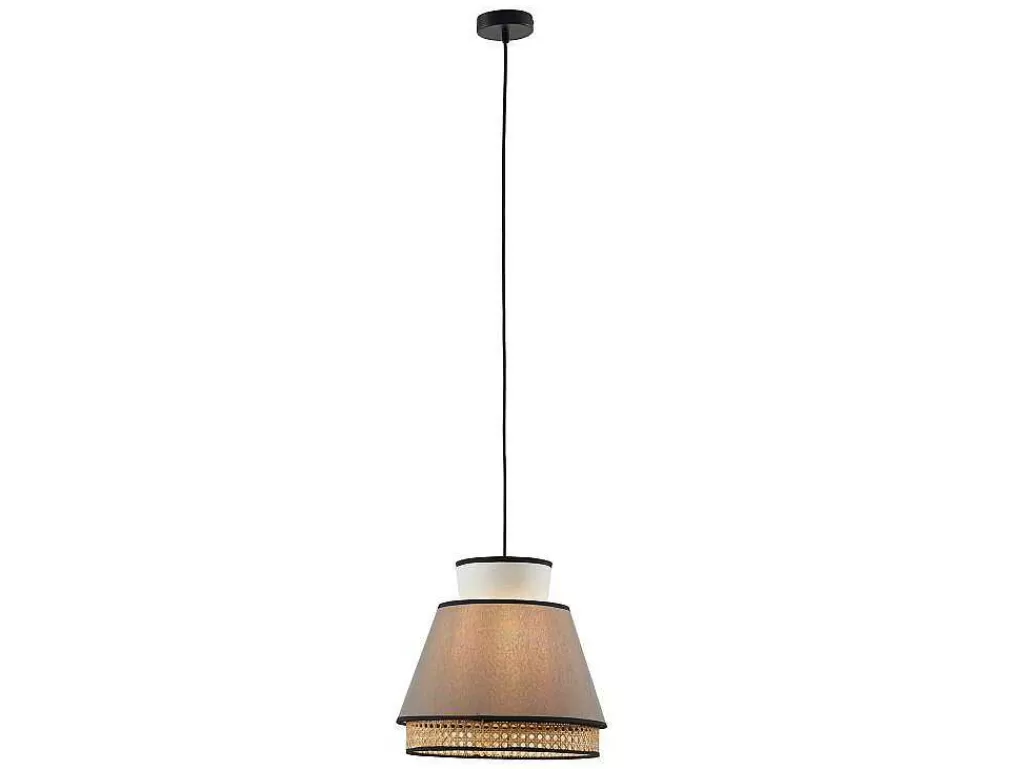 Candeeiro Suspenso*OZAIA Candeeiro De Teto Escandinavo Empalhado Cor Natural E Taupe De D.35 X A.120 Cm - Klaus