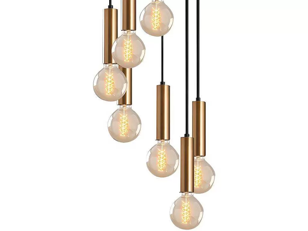 Candeeiro Suspenso*OZAIA Candeeiro De Teto Estilo Vintage De Altura Regulavel Em Metal De A. 40-136 Cm Cor Dourado - Josette