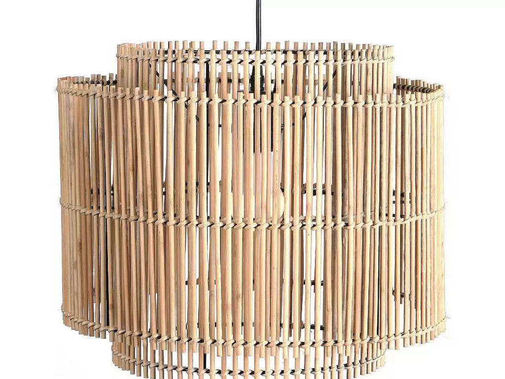 Candeeiro Suspenso*OZAIA Candeeiro De Teto Etnico Em Bambu E Metal Cor Preto De D.40 X A.120 - Parana