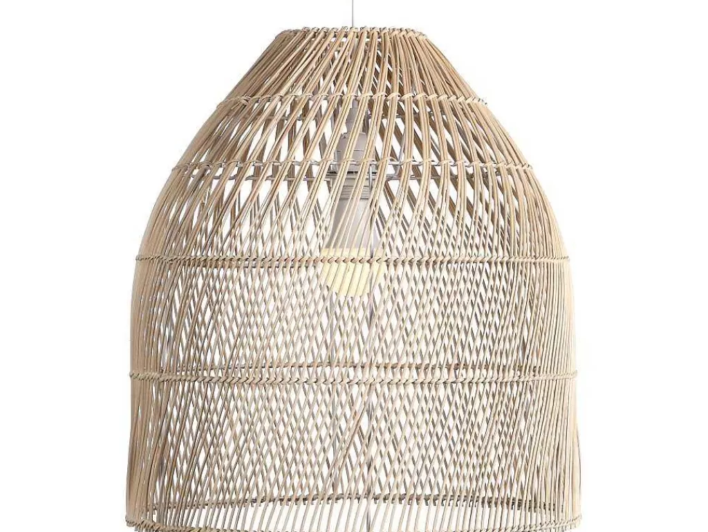 Candeeiro Suspenso*OZAIA Candeeiro De Teto Etnico Em Metal E Rotim Cor Natural De D.40 X A. 120 Cm - Parnaiba