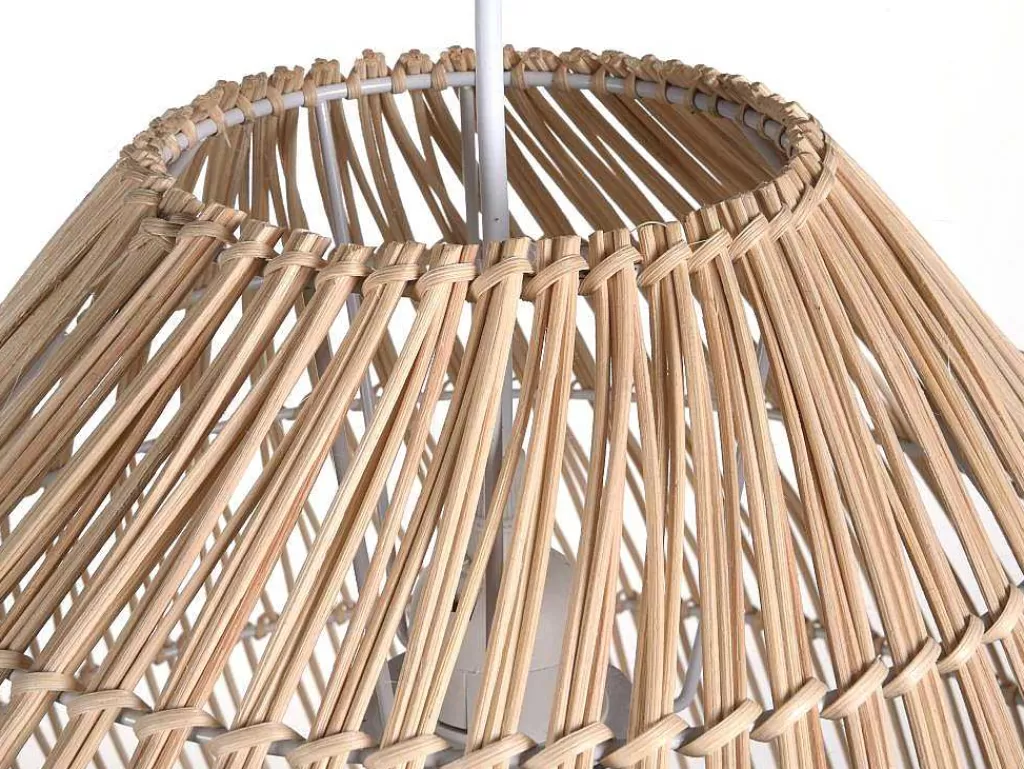 Candeeiro Suspenso*OZAIA Candeeiro De Teto Etnico Em Metal E Rotim Cor Natural De D.40 X A. 120 Cm - Parnaiba