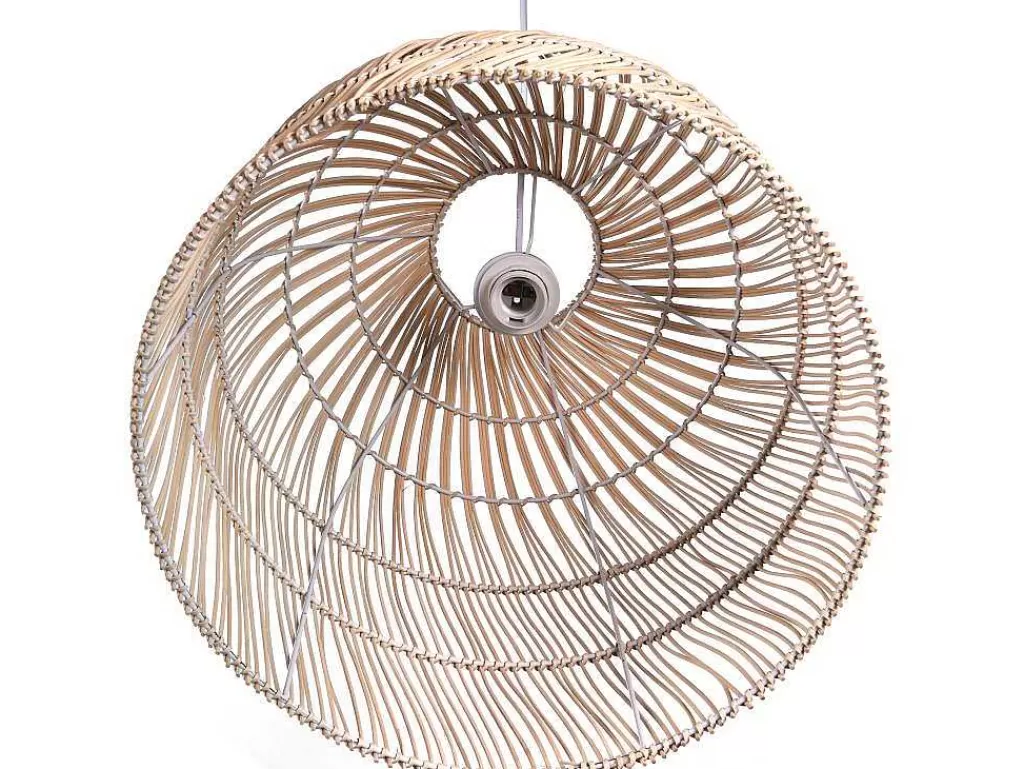 Candeeiro Suspenso*OZAIA Candeeiro De Teto Etnico Em Metal E Rotim Cor Natural De D.40 X A. 120 Cm - Parnaiba