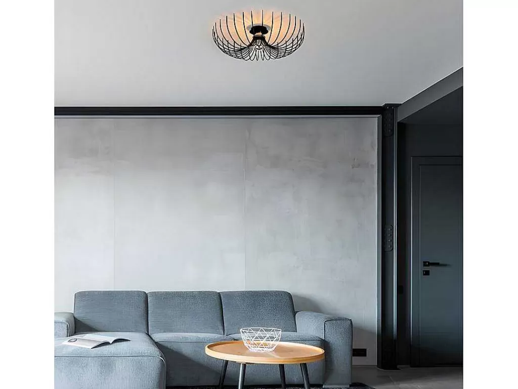 Luz De Teto*Vente-unique Candeeiro De Teto Filiforme Em Metal De D.56 X A.16 Cm Cor Preto - Aspendos