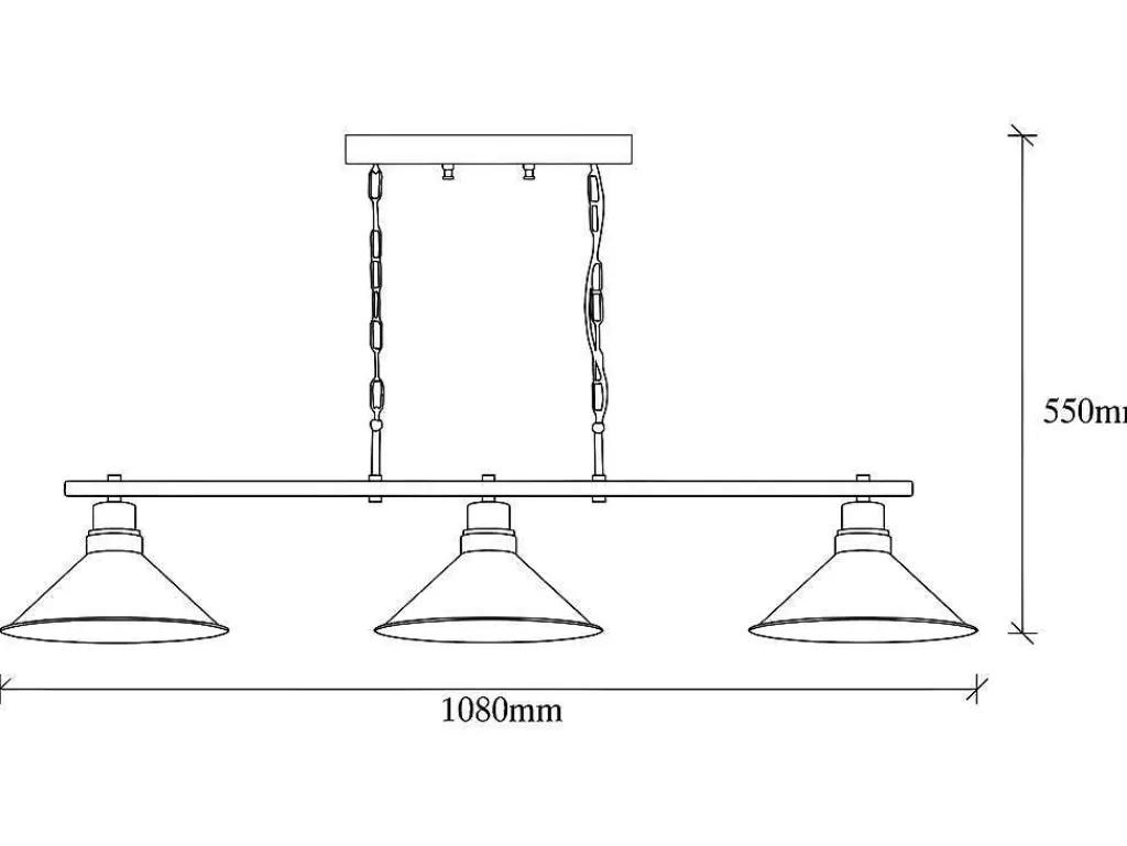Candeeiro Suspenso*Vente-unique Candeeiro De Teto Industrial Em Metal Com 3 Abajures De C. 108 X A. 55 Cm Cor Preto - Sivani