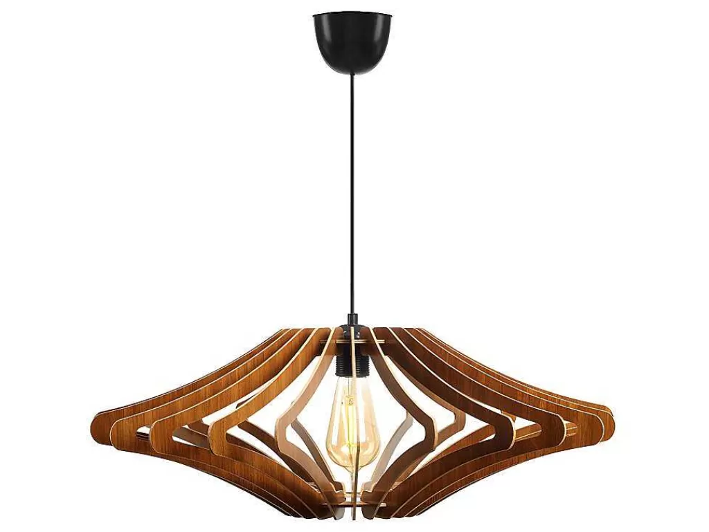 Candeeiro Suspenso*OZAIA Candeeiro De Teto Perfurado Em Mdf De D. 59 X A. 55 Cm Cor Castanho Nogueira - Farita