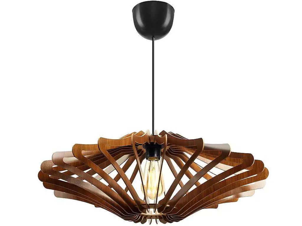 Candeeiro Suspenso*OZAIA Candeeiro De Teto Perfurado Em Mdf De D. 59 X A. 55 Cm Cor Castanho Nogueira - Farita