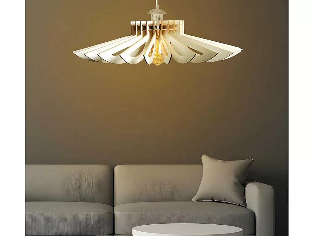 Candeeiro Suspenso*OZAIA Candeeiro De Teto Perfurado Em Mdf De D. 68 X A. 50 Cm Cor Branco - Farita