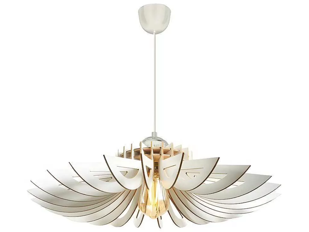 Candeeiro Suspenso*OZAIA Candeeiro De Teto Perfurado Em Mdf De D. 68 X A. 50 Cm Cor Branco - Farita