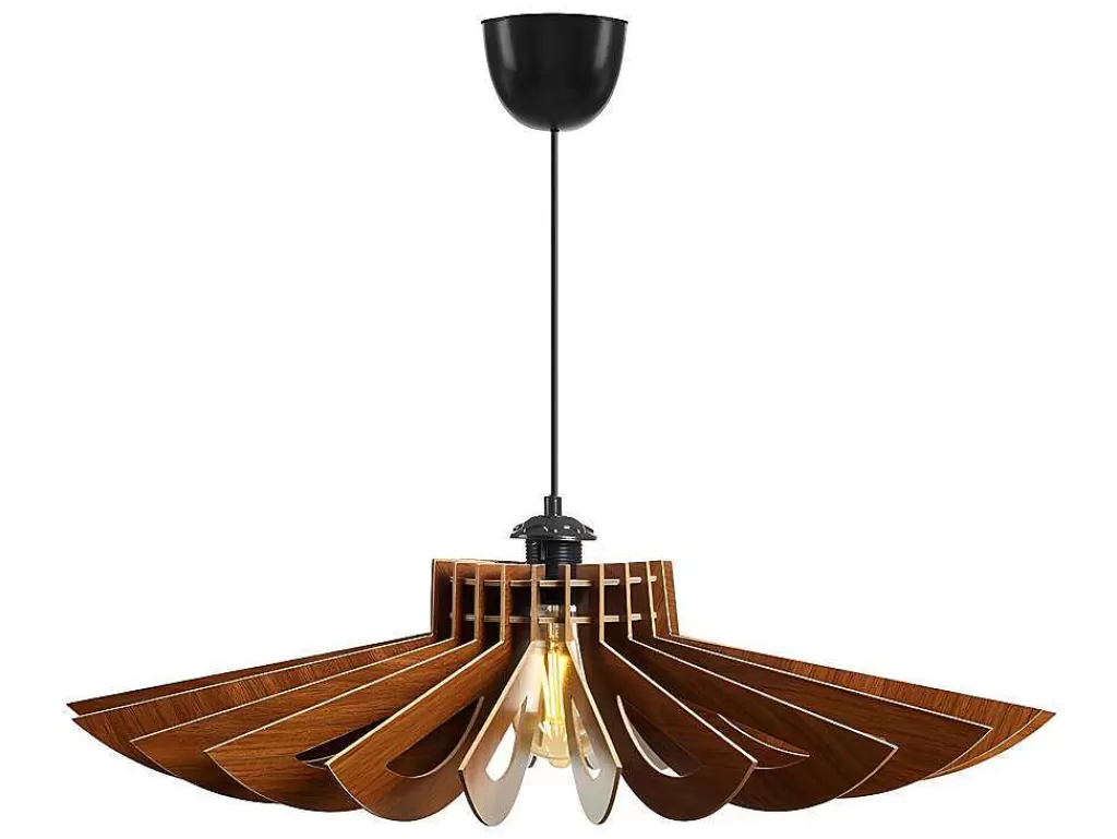 Candeeiro Suspenso*OZAIA Candeeiro De Teto Perfurado Em Mdf De D. 68 X A. 50 Cm Cor Castanho Nogueira - Farita