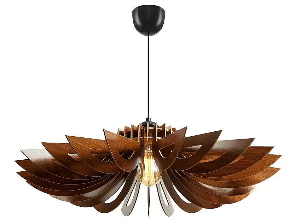 Candeeiro Suspenso*OZAIA Candeeiro De Teto Perfurado Em Mdf De D. 68 X A. 50 Cm Cor Castanho Nogueira - Farita