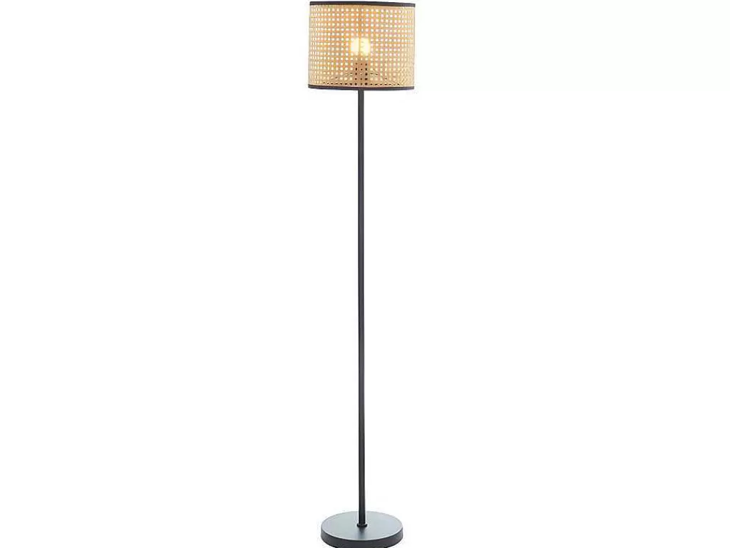Candeeiro De Pe*OZAIA Candeeiro Entrelacado Estilo Etnico Neirobi - Ferro E Vime - A.145 Cm - Preto E Natural