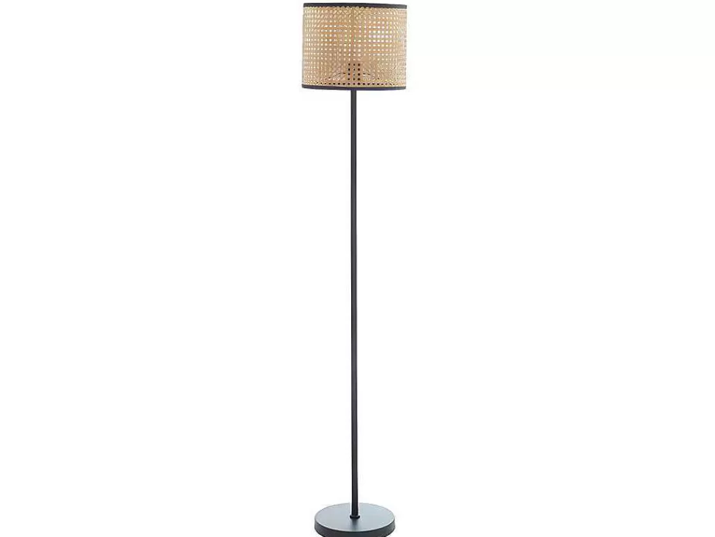 Candeeiro De Pe*OZAIA Candeeiro Entrelacado Estilo Etnico Neirobi - Ferro E Vime - A.145 Cm - Preto E Natural