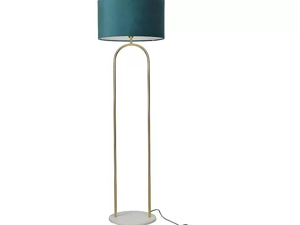 Candeeiro De Pe*OZAIA Candeeiro Estilo Art Deco Em Latao, Marmore E Veludo De A.156 X D.45 Cm Cor Azul - Nour