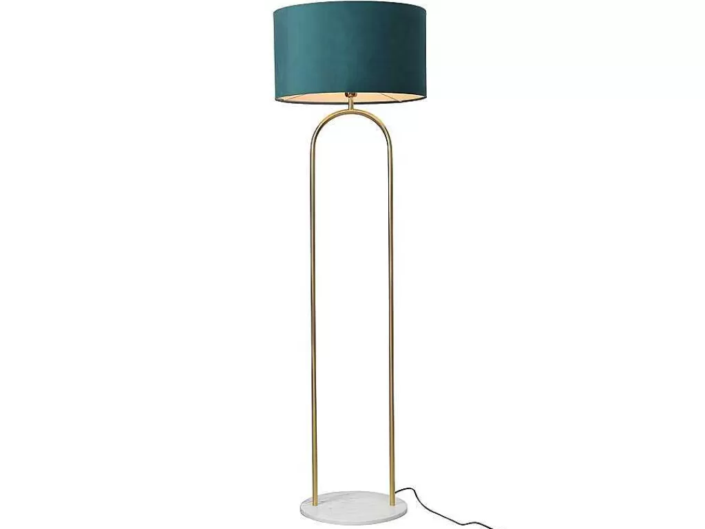 Candeeiro De Pe*OZAIA Candeeiro Estilo Art Deco Em Latao, Marmore E Veludo De A.156 X D.45 Cm Cor Azul - Nour