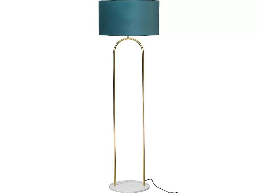 Candeeiro De Pe*OZAIA Candeeiro Estilo Art Deco Em Latao, Marmore E Veludo De A.156 X D.45 Cm Cor Azul - Nour
