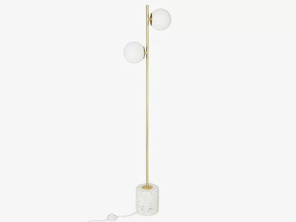 Candeeiro De Pe*OZAIA Candeeiro Estilo Vintage Orea - Base Em Terrazzo - 33X15X146 Cm - Branco E Dourado