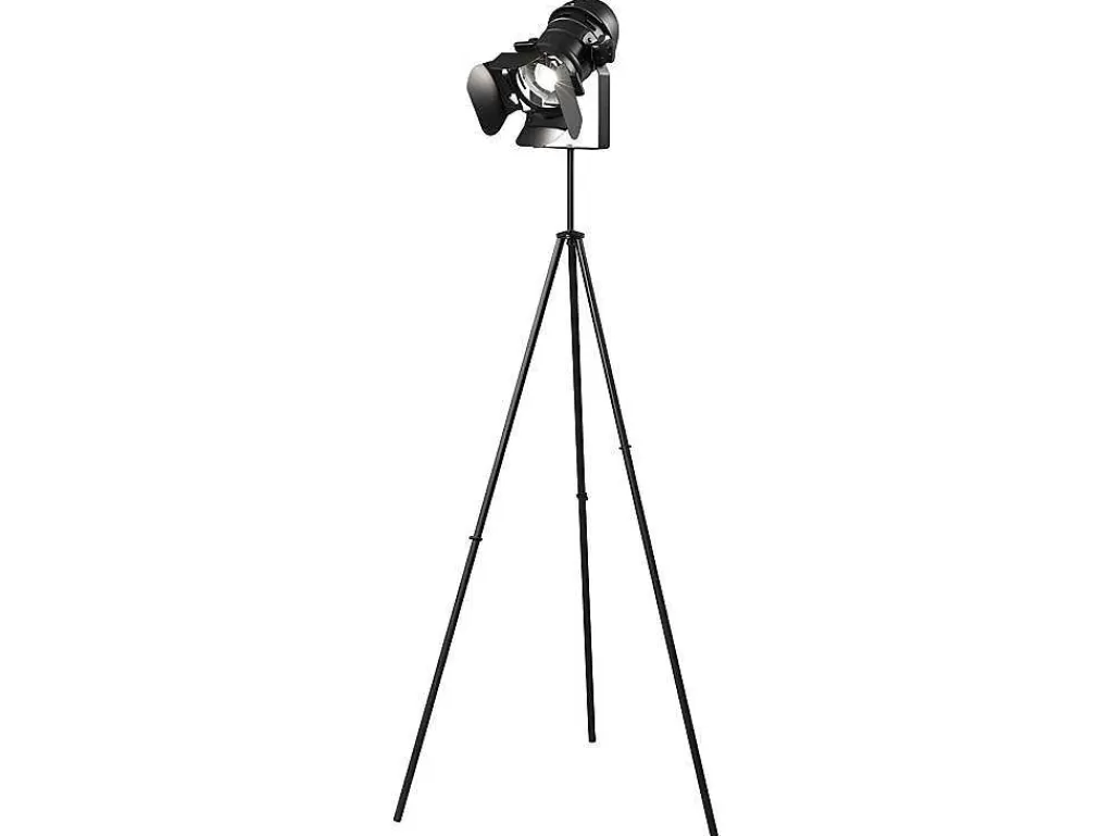 Candeeiro De Pe*Vente-unique Candeeiro Industrial Com Tripe Projection - Ferro - A. 146 Cm - Preto