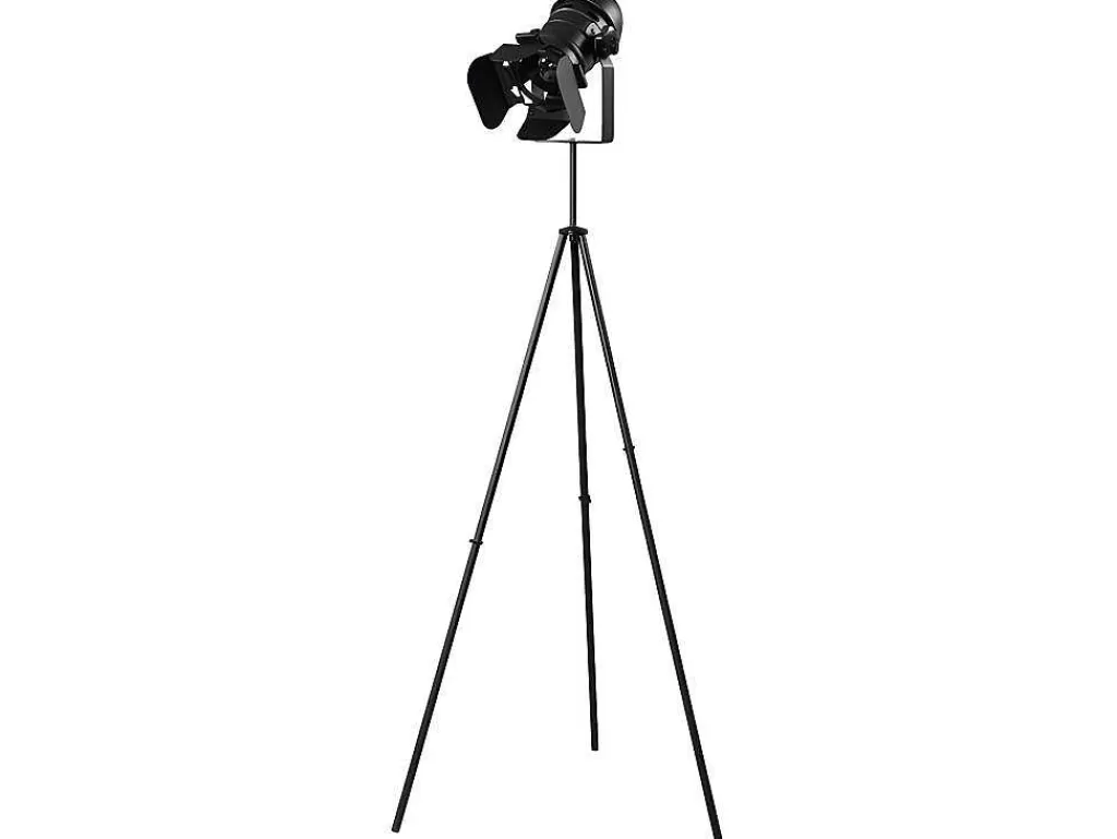 Candeeiro De Pe*Vente-unique Candeeiro Industrial Com Tripe Projection - Ferro - A. 146 Cm - Preto