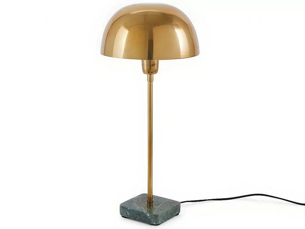 Promoções Decoração*OZAIA Candeeiro Mesa De Cabeceira Forma Cogumelo Estilo Art Deco Amanite - Marmore E Ferro - 24,5 X 24,5 X 52 Cm - Dourado