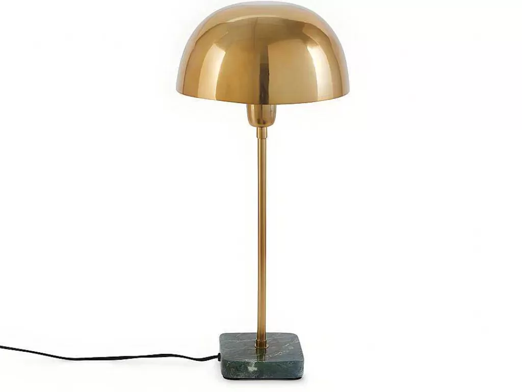 Promoções Decoração*OZAIA Candeeiro Mesa De Cabeceira Forma Cogumelo Estilo Art Deco Amanite - Marmore E Ferro - 24,5 X 24,5 X 52 Cm - Dourado