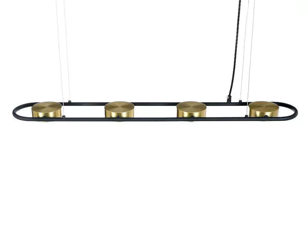 Candeeiro Suspenso*OZAIA Candeeiro Suspenso Com Leds Metal E Aluminio, 4 Focos, L85 Cm Preto E Dourado - Grimbsy